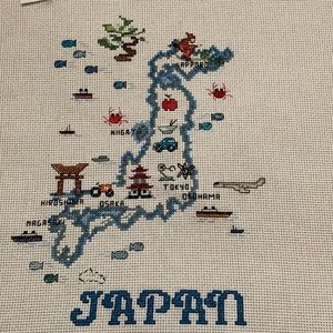 NEW hand sewn Japan map, 17.5 x 14.5 inches